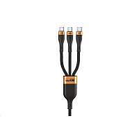 WG - Datový kabel 3v1 Type-C na 3x Type-C, 90 cm, 100 W + 15 W + 15 W, černá