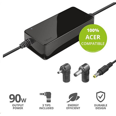 BAZAR - TRUST napájecí adaptér MAXO pro notebooky ACER 90W, vč. koncovek - poškozený obal
