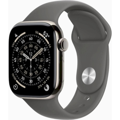 Apple Watch Series 11 GPS + Cellular 42mm Natural Titanium Case with Stone Grey Sport Band - S/M