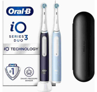 Oral-B iO Series 3 Duo Black/Blue duo pack, mikrovibrace, chytrý senzor tlaku, technologie ochrany dásn