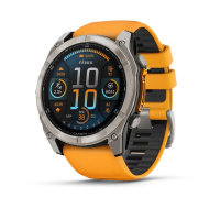 Garmin - fenix® 8 – 51 mm, AMOLED Sapphire, Titanium s Orange/Graphite silikonovým řemínkem, EU